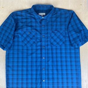 Orvis Mens XL Vented Fishing Shirt Button Up Plaid Blue